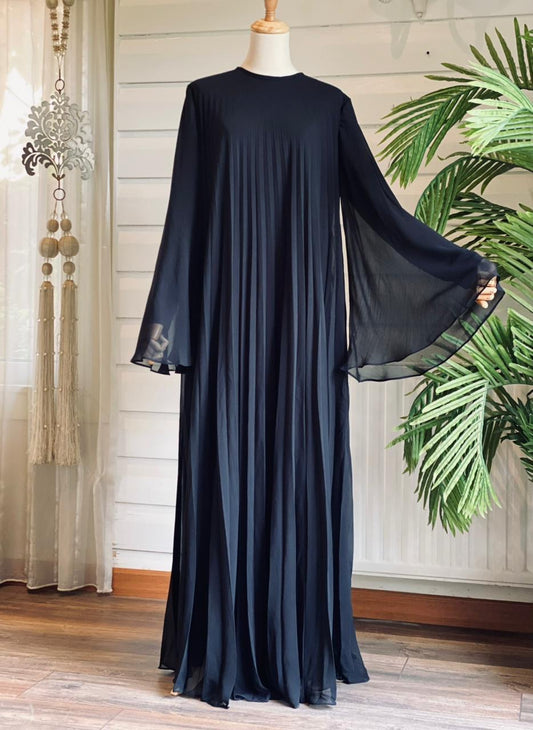 Pleated Chiffon Abaya