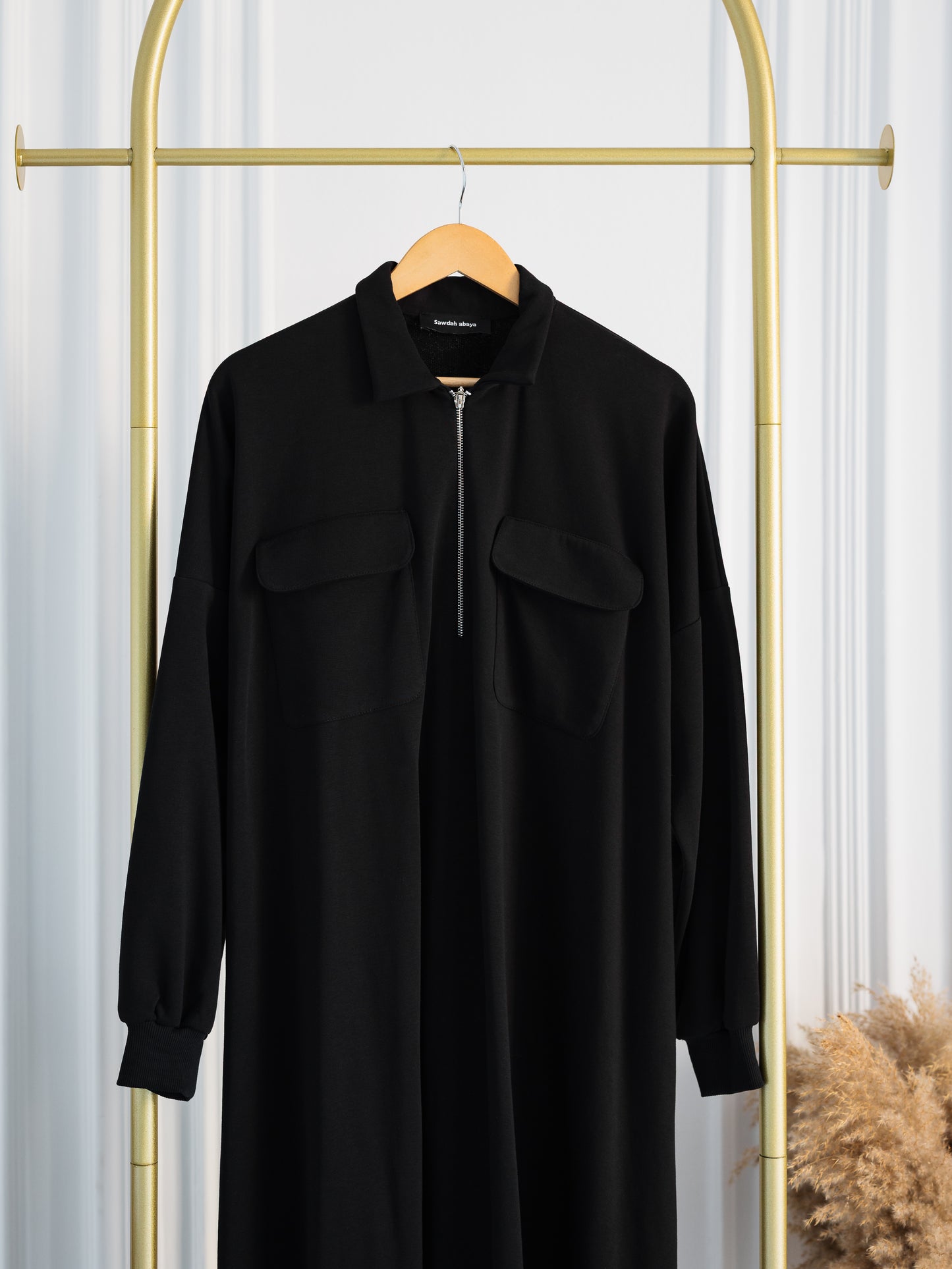 Black Zip-Front Abaya