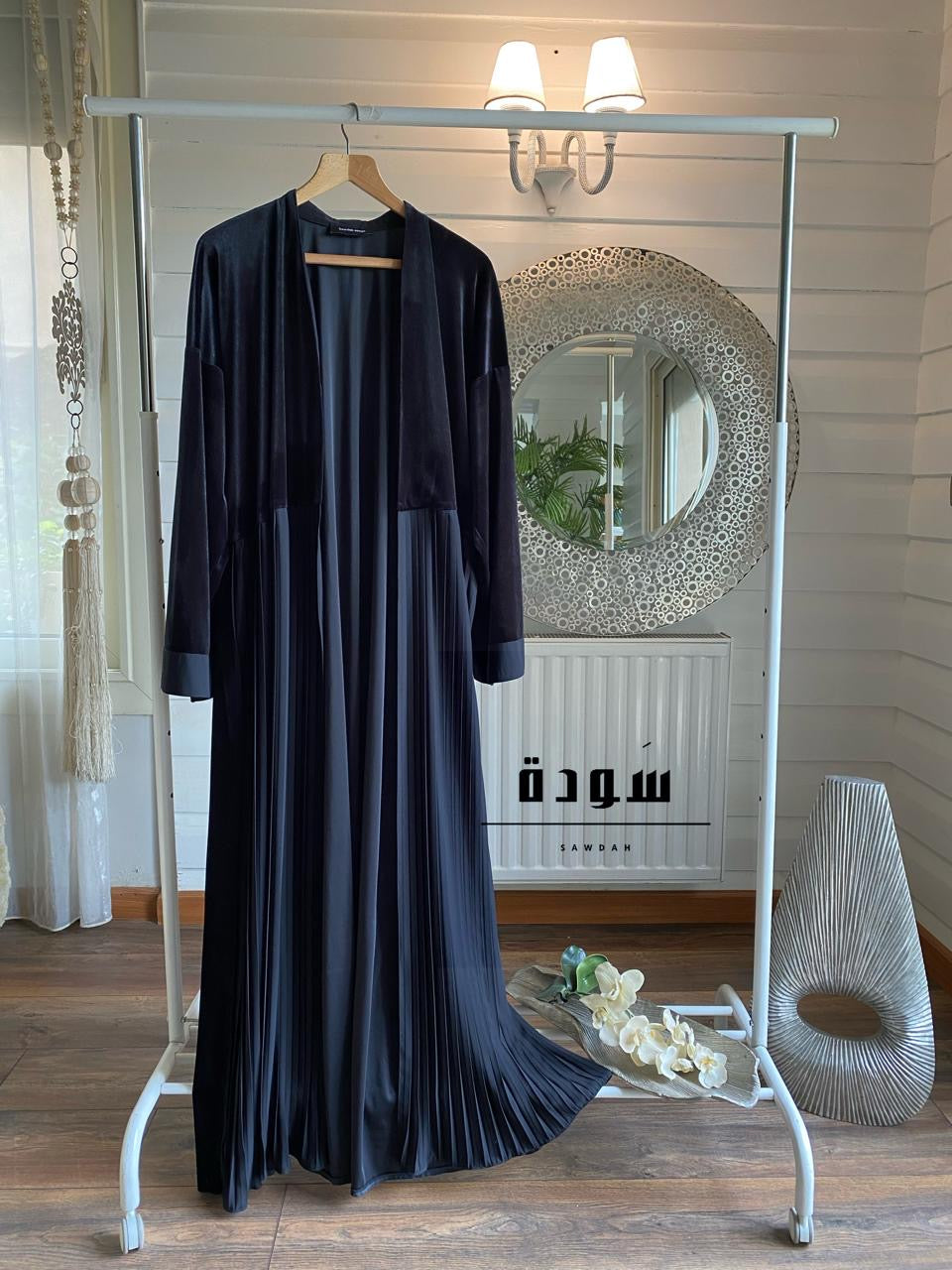 Velvet pleated cardigan