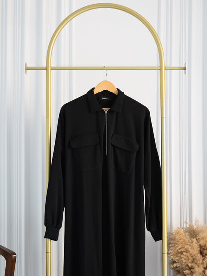 Black Zip-Front Abaya