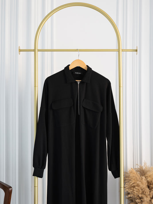 Black Zip-Front Abaya