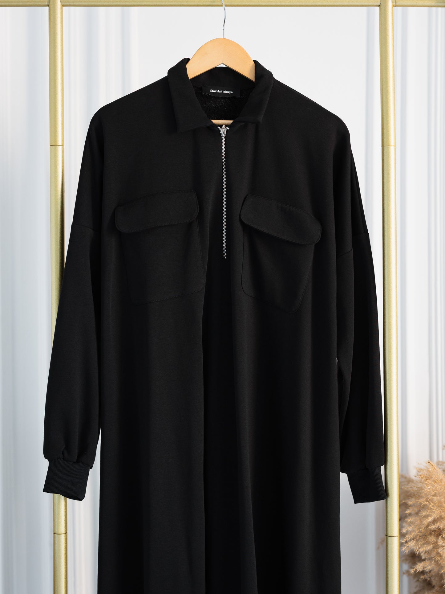 Black Zip-Front Abaya
