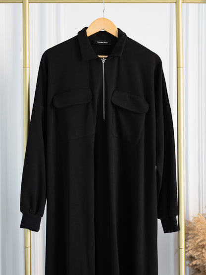 Black Zip-Front Abaya