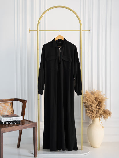 Black Zip-Front Abaya