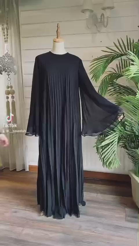 Pleated Chiffon Abaya